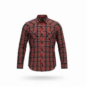 Roper Men's Shirt 2XL Western Plaid Snap Front Red Black White Long Sleeve